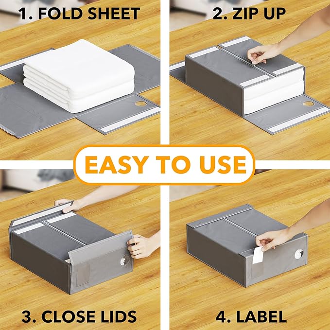 SpaceAid 4 Pack Bed Sheet Organizers and Storage, Foldable Organizer - Image 3