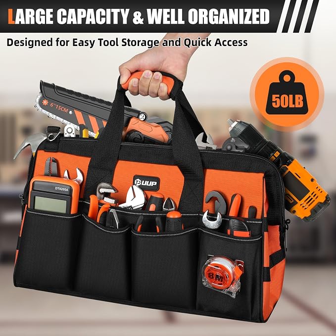 Heavy Duty Tool Bag 18-Inch, 16-Pocket Portable Soft Tool Box Organizer Storage - Image 4