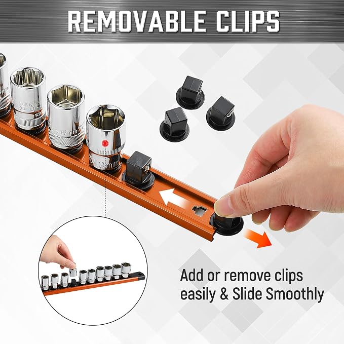 ALOANES 3-Piece Magnetic Socket Organizer, Heavy Duty Aluminum Socket Rails - Image 4