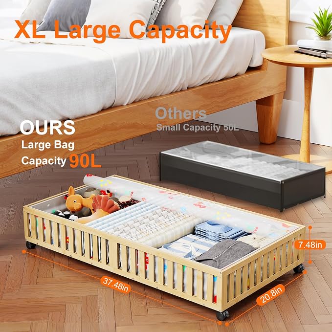 Bamboo Under Bed Storage Containers - Image 2