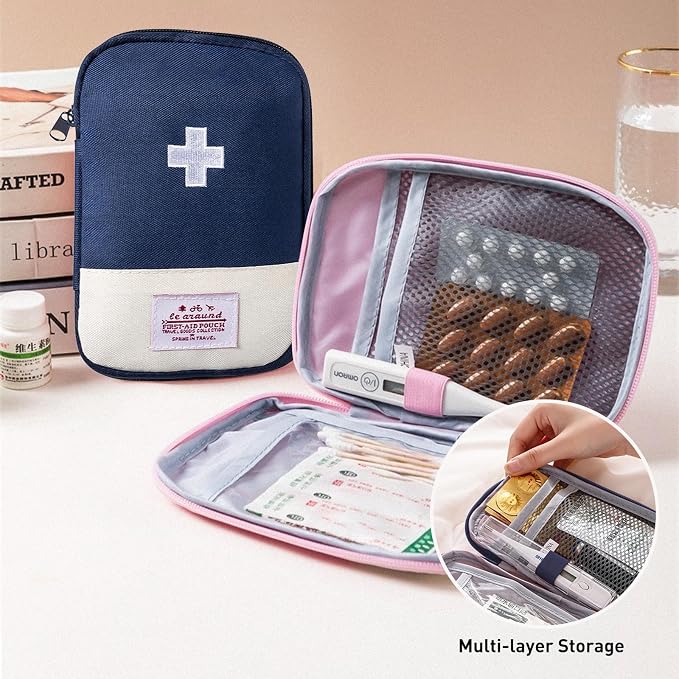 2 Packs Travel First Aid Bag, Empty Mini First Aid Pouch, Emergency Medicine - Image 2