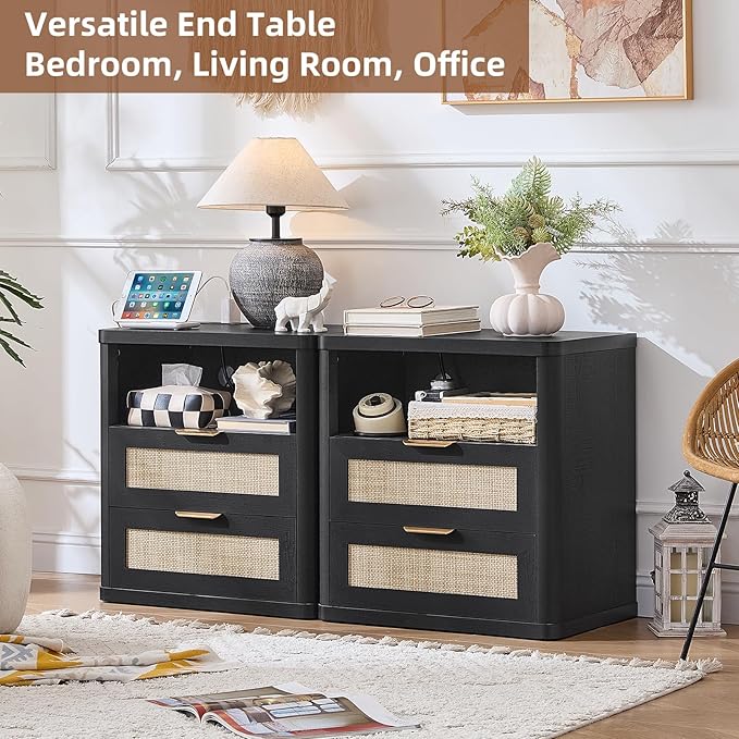 LEYAOYAO Rattan Nightstands Set of 2 - Image 4