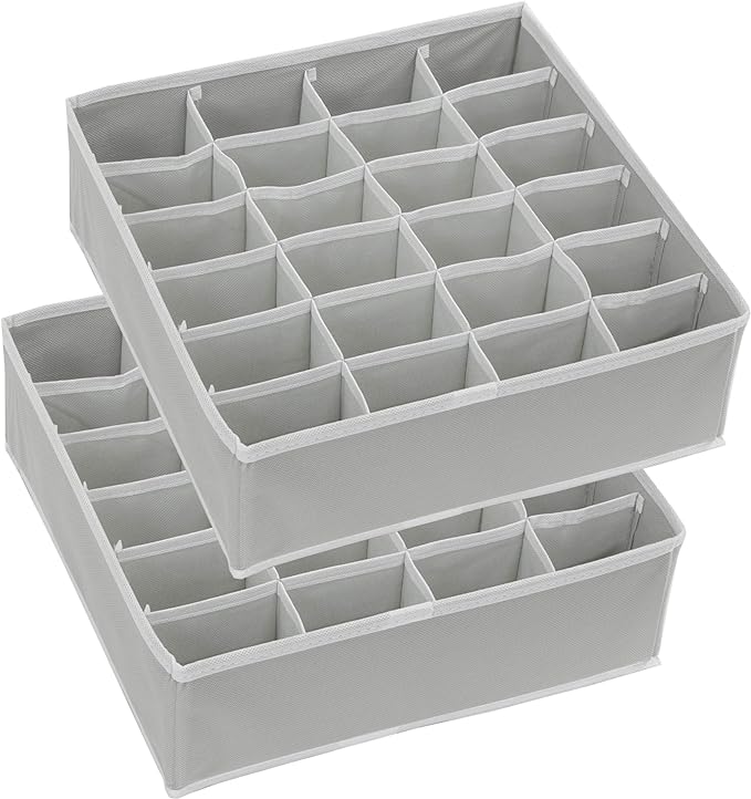 Simple Houseware 2 Pack Closet Sock Organizer, 24 Cell Drawer Divider - Image 3