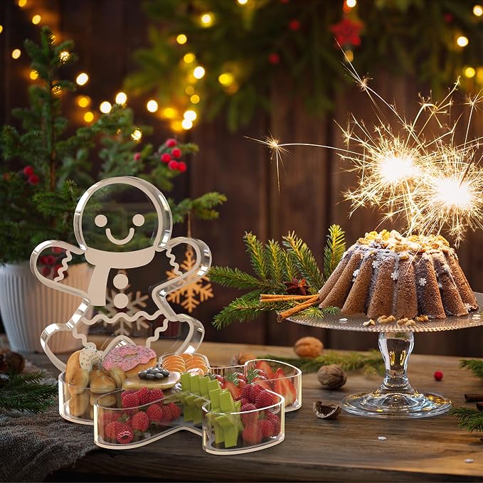 11" Christmas Gingerbread Man Charcuterie Boards, Acrylic Reusable Serving Tray - Image 4