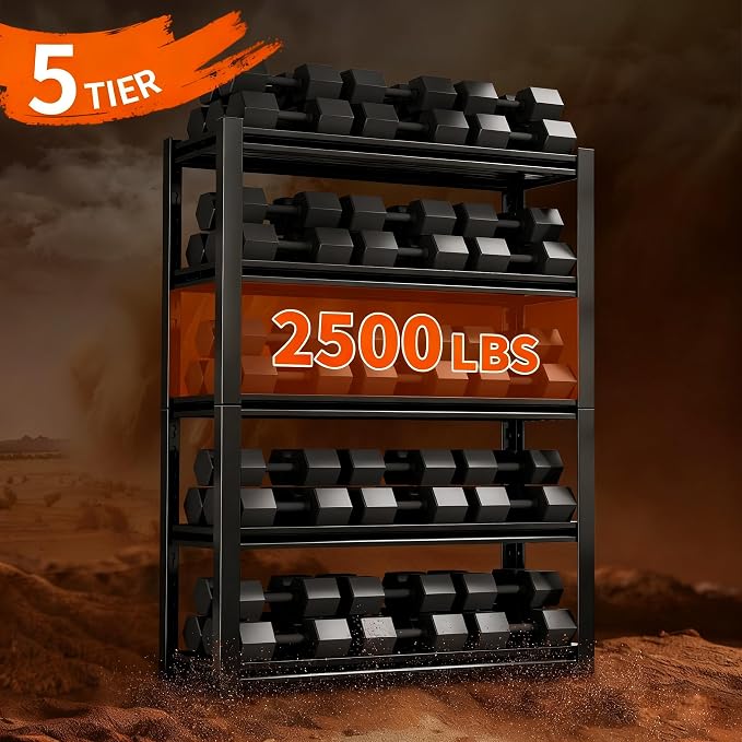 Dyoung 72" H Garage Storage Shelves Adjustable 5 Tier Metal Shelves Heavy Duty - Image 4