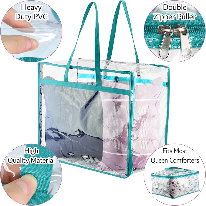Clear Vinyl Zippered Storage Bags 40L Sturdy Storage Bags - Image 2