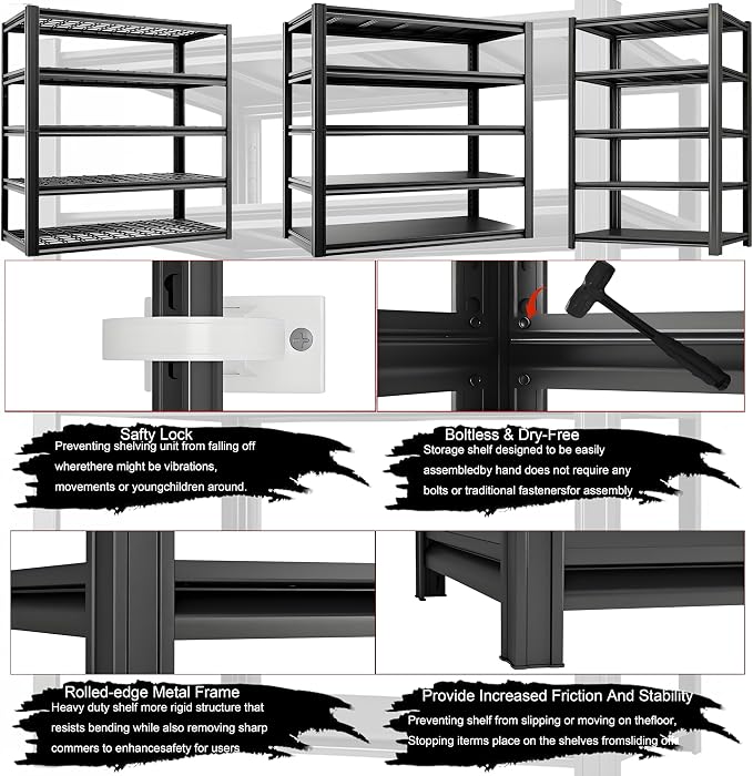 Storage Shelving Unit Adjustable Heavy Duty Garage Shelves Metal Organizer - Image 3