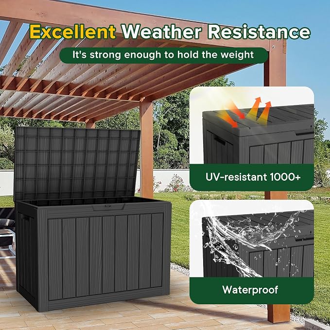 45 Gallon Outdoor Deck Box, Storage Lockable Waterproof Patio Furniture - Image 3