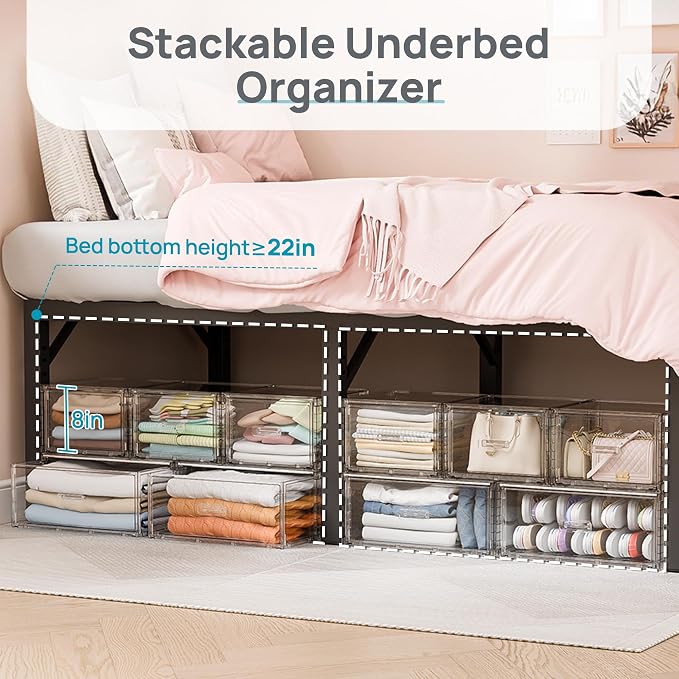 Vtopmart 5-Piece Large & Medium Stackable Drawer Organizer Set, 108QT Clear - Image 6