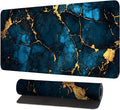 Blue Marble Gold Vein Mouse Pad – Large Extended Desk Mat 31.5 x 11.8 in– by LEIWEIHOPE