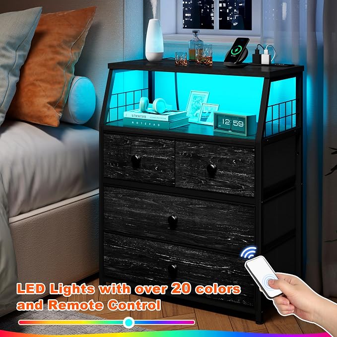 EnHomee 21.8" W Black Nightstand - Image 4