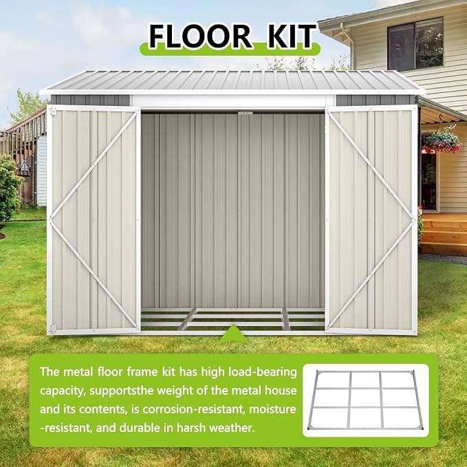 6x8FT Lean to Sheds Metal Outdoor Storage Shed - Image 3