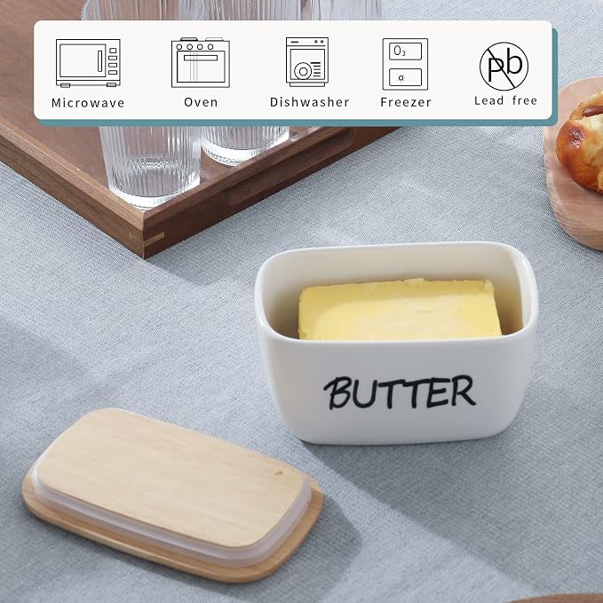 HAOTOP Large Porcelain Butter Dish - Image 5