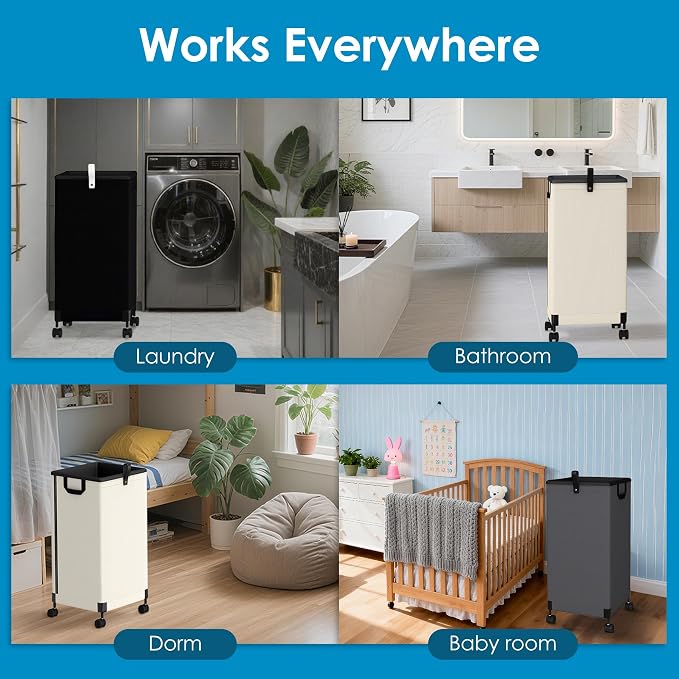 2Pcs Laundry Basket with Wheels 105L, Large Rolling Laundry Hamper with - Image 6