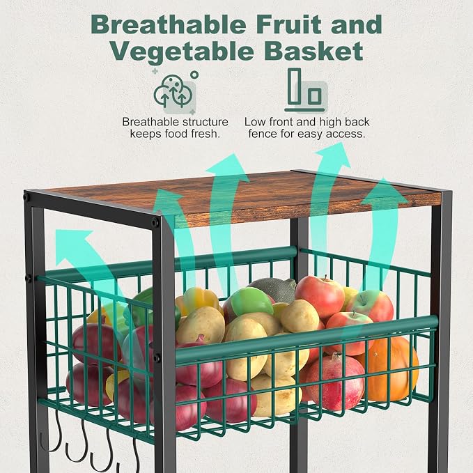 Housolution 5 Tier Kitchen Rolling Cart, Storage Cart - Image 6