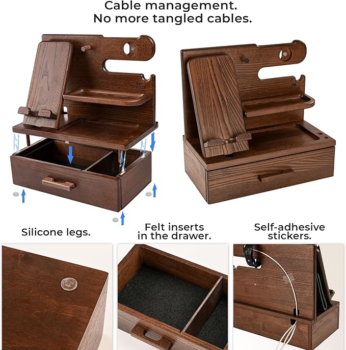 TESLYAR Wood Phone Docking Station - Image 9