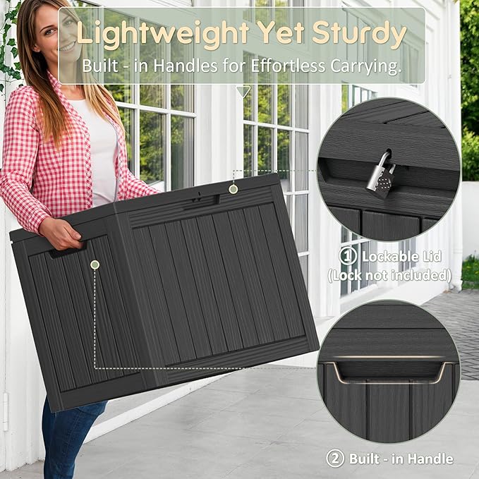 40 Gallon Outdoor Storage Deck Box Waterproof, Garden Tool, Backyard Cushion - Image 2