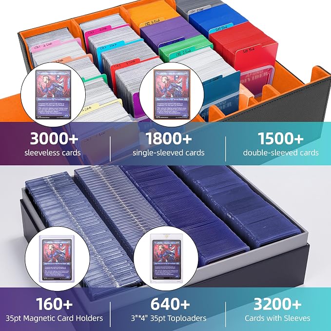 AFIING Trading Card Storage Box 6000+ Capacity – DIY Toploader Case w/ 24 - Image 2