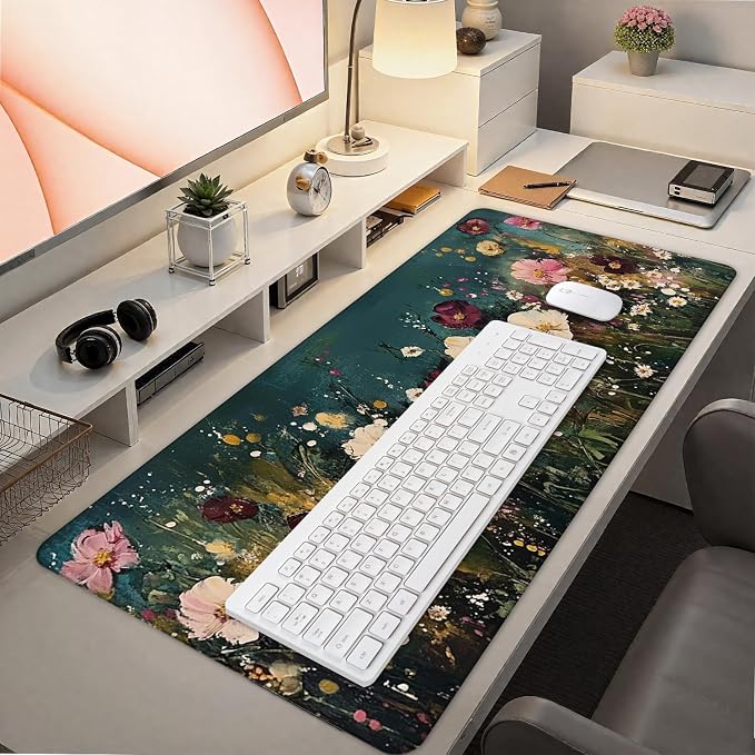 Vintage Wildflower Large Mouse Pad 31.5x15.7inch, Retro Floral Large Extended - Image 7