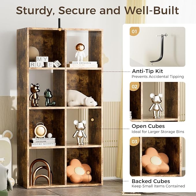 COMHOMA 8 Wood Cube Storage Organizer - Image 5