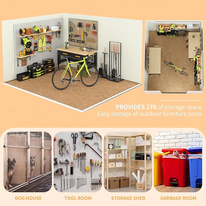 10x12 FT Outdoor Storage Shed, Metal Tool Sheds, Waterproof Outside Storage Shed - Image 6