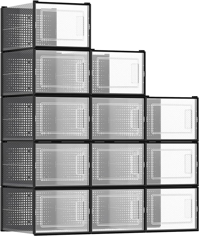 SONGMICS Shoe Boxes, Stackable Clear Plastic Boxes by SONGMICSbySONGMICSHOME