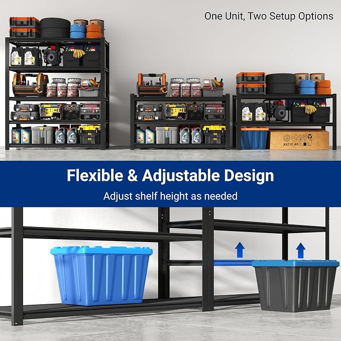 FLEXIMOUNTS 60" W Garage Shelving, 5 Tier Storage Shelves Load 1500LBS - Image 6