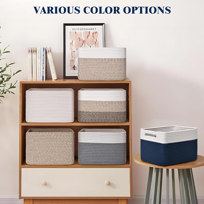 Storage Baskets for Organizing, 4 Pack Storage Baskets for Shelves, Woven - Image 7