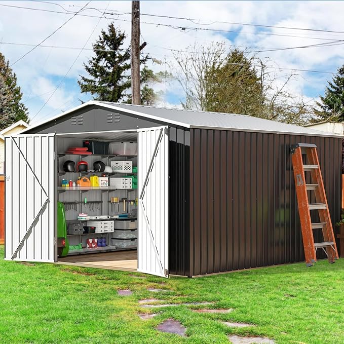 Polar Aurora 10x10 FT Outdoor Storage Shed, Metal Garden Shed by PolarAurora