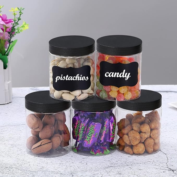 48PCS 8OZ Plastic Jars with Screw On Lids, Labels Refillable Empty Round Slime - Image 8