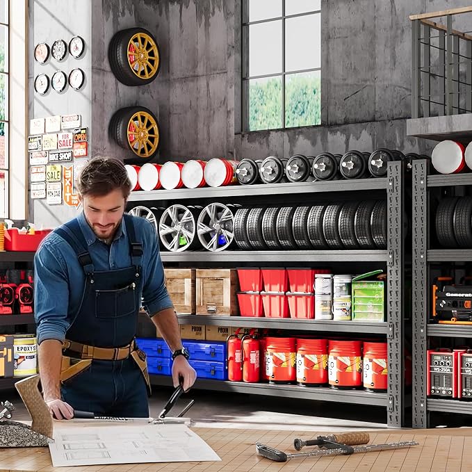75”W Heavy Duty Metal Storage Shelves, 9000LBS Metal Garage Shelving Units - Image 3
