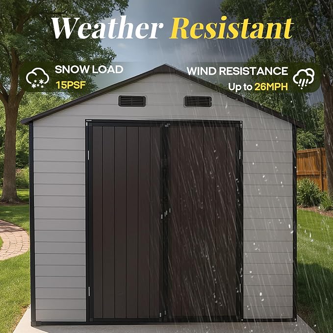 8x8ft Resin Outdoor Storage Shed - Image 5