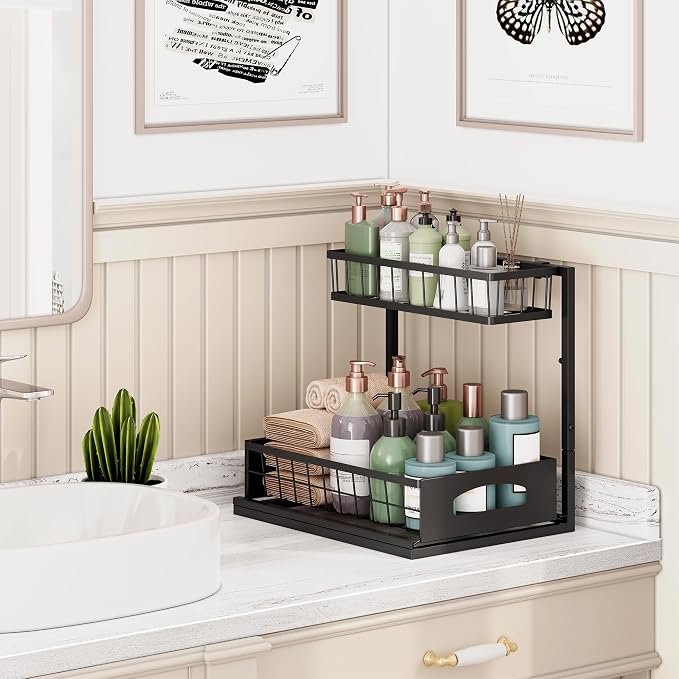 Under Sink Organizer, 2 Pack Height Adjustable Cabinet Organizer - Image 5