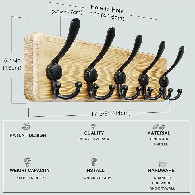 Dseap Coat Rack Wall Mounted - Image 5