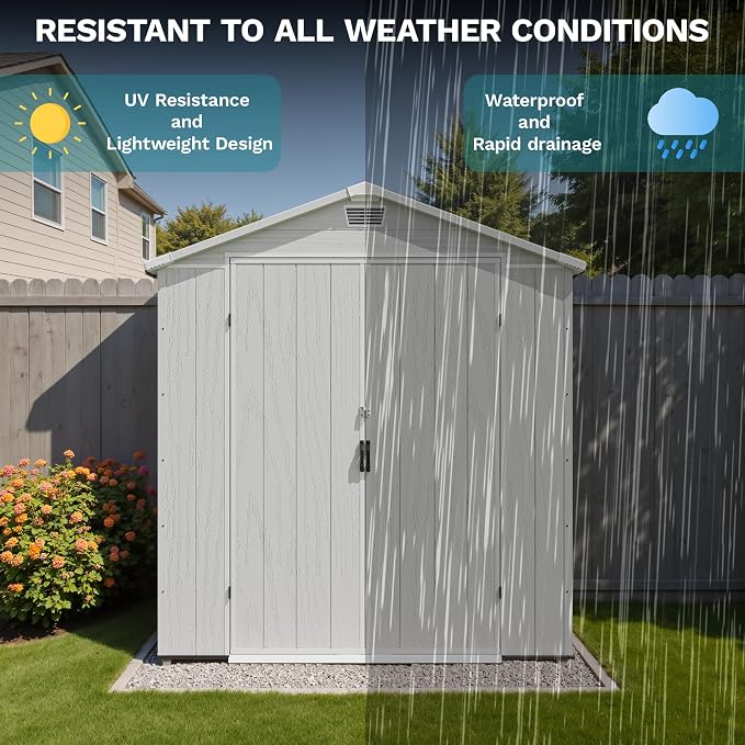 Devoko 6x4 FT Plastic Outdoor Storage Shed - Image 5