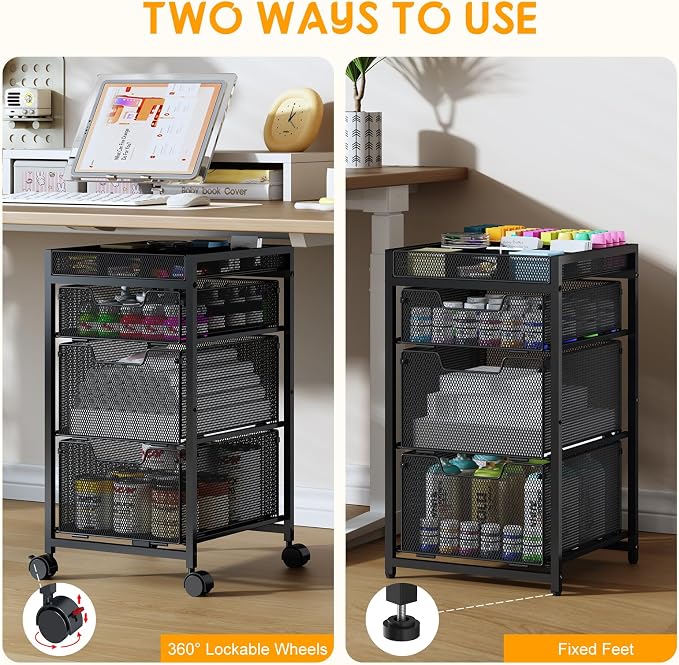 Rolling Utility Cart with 3 Drawers, Craft Organizer and Storage with DIY - Image 5