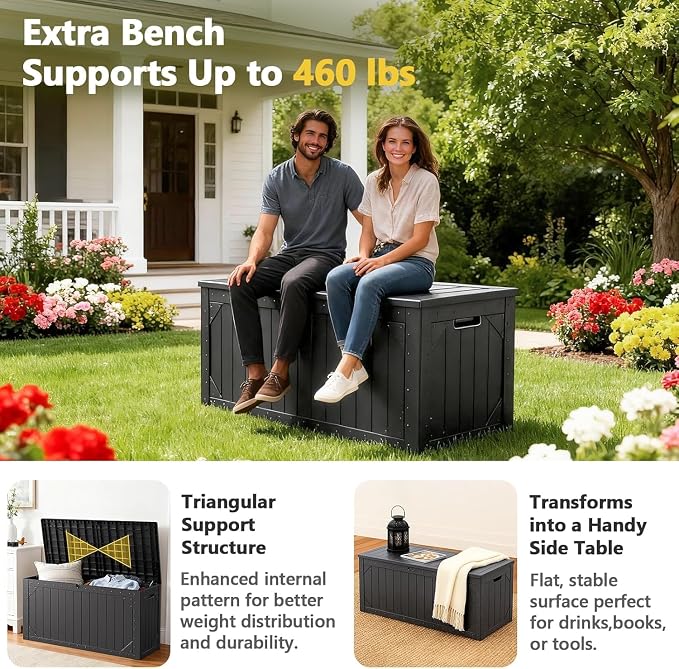 100 Gallon Outdoor Storage Box, Weatherproof Deck Box - Image 4
