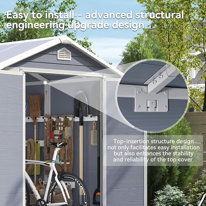 Aoxun 6X8 FT Resin Outdoor Storage Shed - Image 3