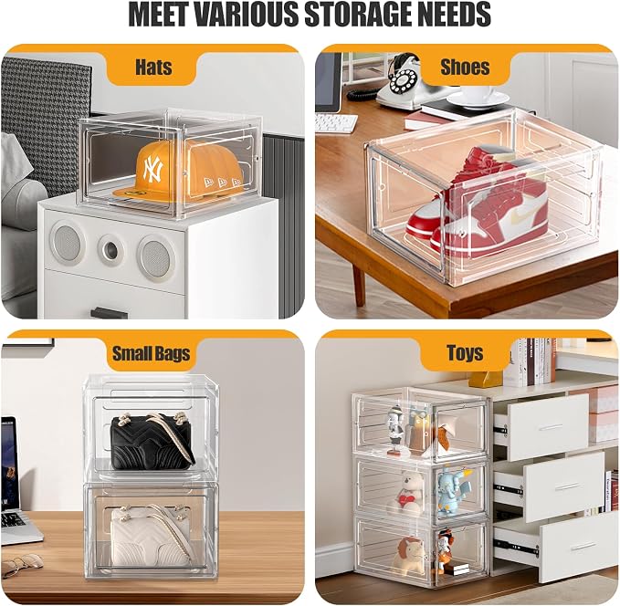 Hat Organizer Box, Stackable Clear Baseball Caps Holder Box Containers - Image 6