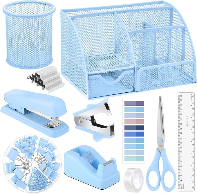 11 in 1 Blue Desk Organizer and Accessories by auroray