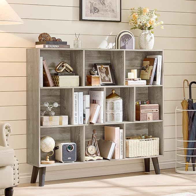LEYAOYAO 10 Cube Bookshelf, 3 Tier Modern Wide Bookcase - Image 3