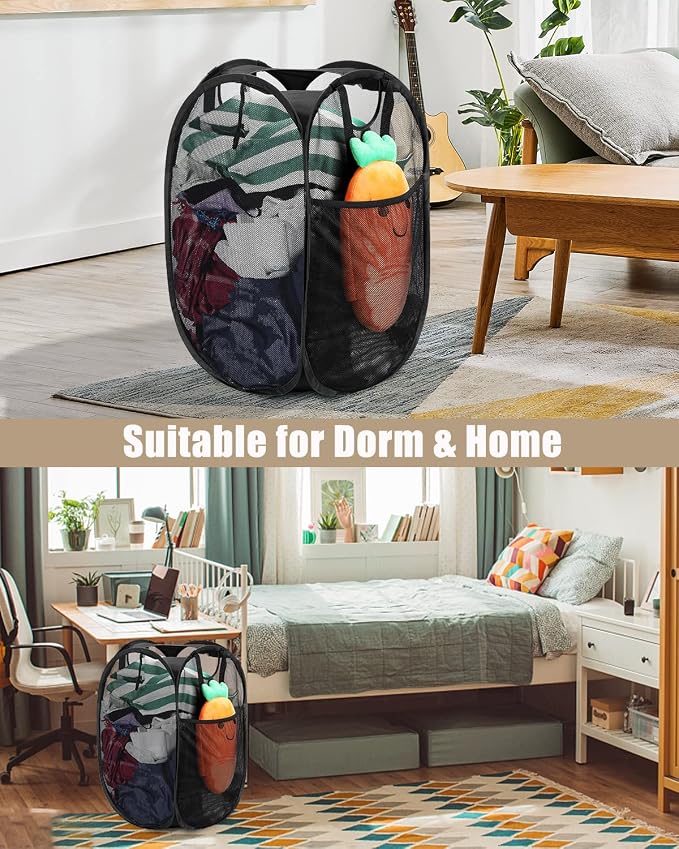 HOUSE AGAIN Mesh Popup Laundry Hamper, Collapsible Laundry Basket, Foldable Pop - Image 7