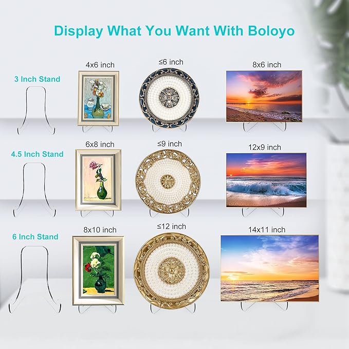 Boloyo Flat Back Acrylic Plate Display Stand, 4.5 Inch 2PC Clear Acrylic - Image 3