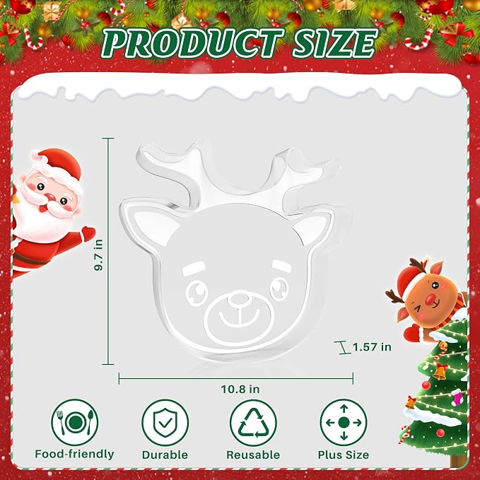 11" Christmas Elk Charcuterie Boards, Acrylic Reusable Serving Tray - Image 2