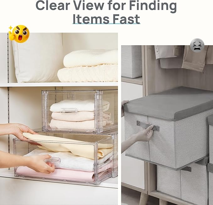 Vtopmart 8-Piece Large & Medium Stackable Drawer Organizer Set, 162QT Clear - Image 5