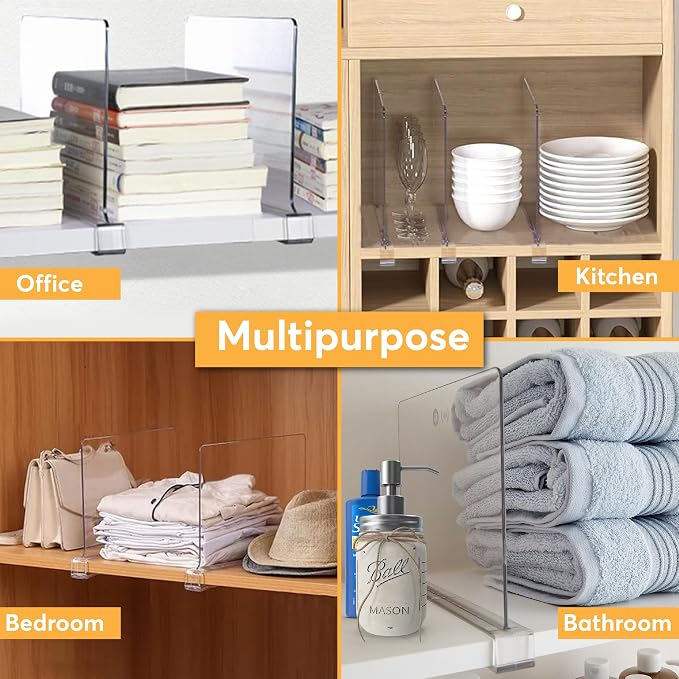 10 Pack Acrylic Shelf Dividers for Closet Organization 11x7.9 Inch – Clear - Image 2