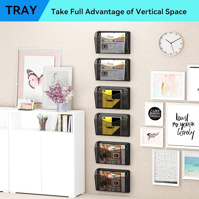 Single Pocket Wall File Holder, Mesh Hanging File Folder Paper Organizer - Image 7