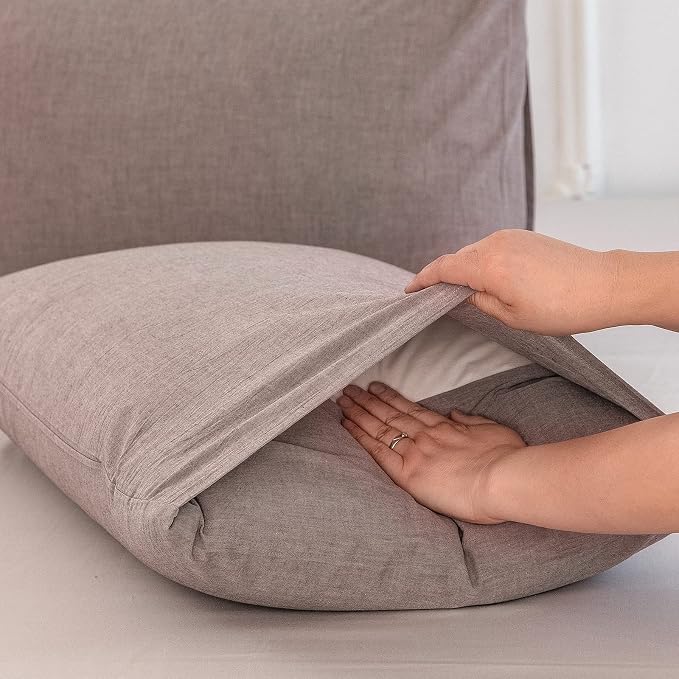 MooMee Bedding Pillowcases Pack of 2 100% Washed Cotton Linen Like Textured - Image 4