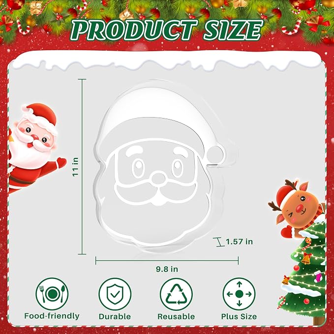 11" Christmas Santa Charcuterie Boards, Acrylic Reusable Serving Tray - Image 2