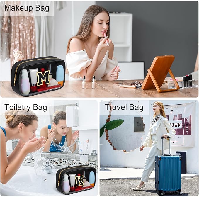 YOOLIFE Initial Travel Essentials Makeup Bag, Skin Care Clear Toiletry Bag - Image 4